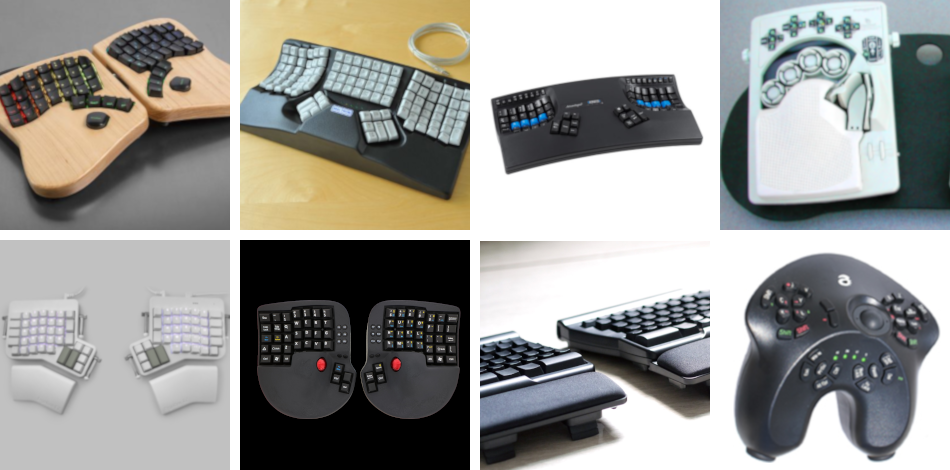 Examples of ergo keyboards.